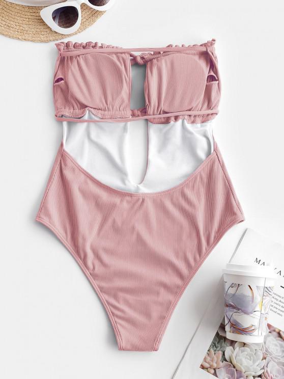 Bañador Entero En Textura Light Pink Strapless