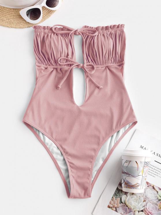 Bañador Entero En Textura Light Pink Strapless