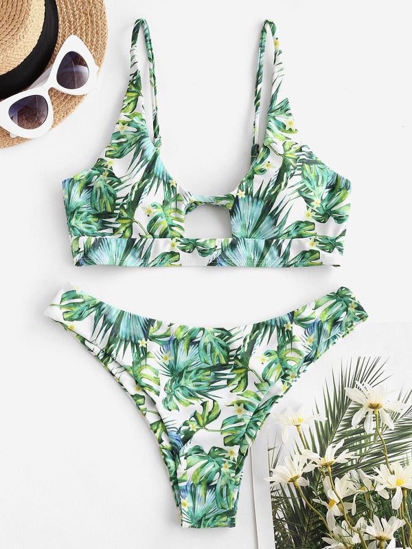 Bañador Bikinis Light Green Estampado Tropical