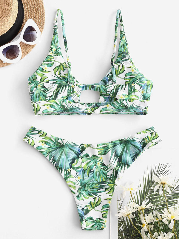 Bañador Bikinis Light Green Estampado Tropical