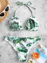 Bañador Bikini White and Green Estampado