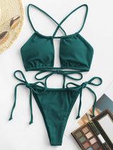 Bañador Bikini Panty Ajustable Top Halter Deep Green