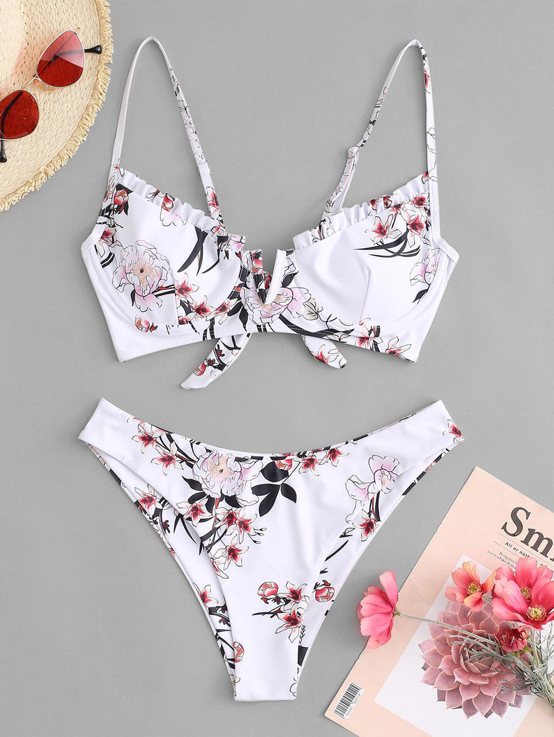 Bañador Bikini White Floral De Tiros